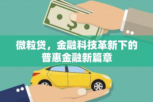 九台微粒贷，金融科技革新下的普惠金融新篇章