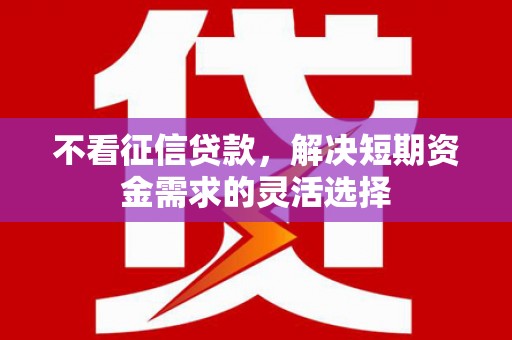 九台不看征信贷款，解决短期资金需求的灵活选择
