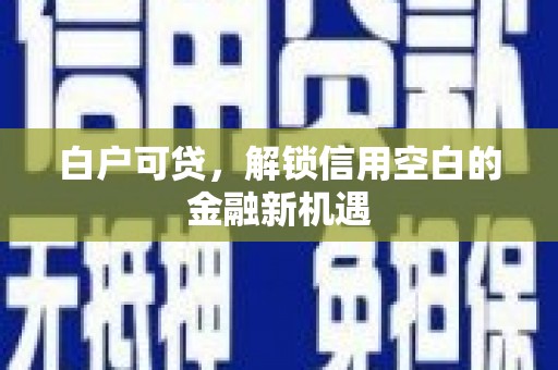 九台白户可贷，解锁信用空白的金融新机遇