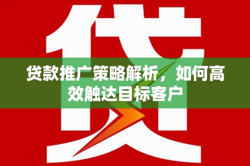 九台贷款推广策略解析，如何高效触达目标客户