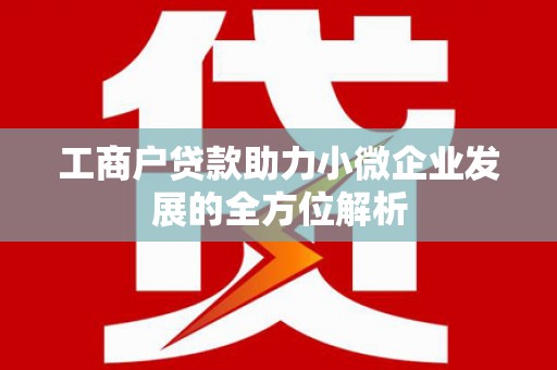 九台工商户贷款助力小微企业发展的全方位解析