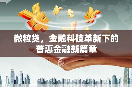 九台微粒贷，金融科技革新下的普惠金融新篇章