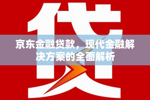 九台京东金融贷款，现代金融解决方案的全面解析