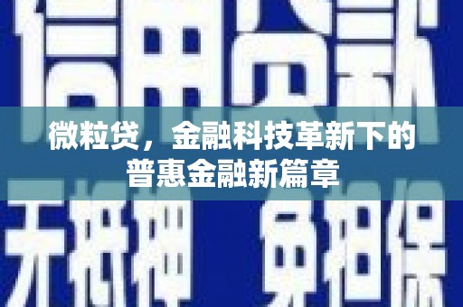 九台微粒贷，金融科技革新下的普惠金融新篇章
