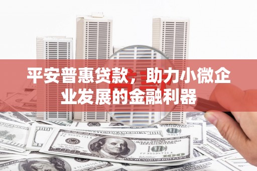 九台平安普惠贷款，助力小微企业发展的金融利器