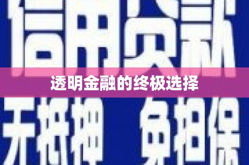 九台透明金融的终极选择